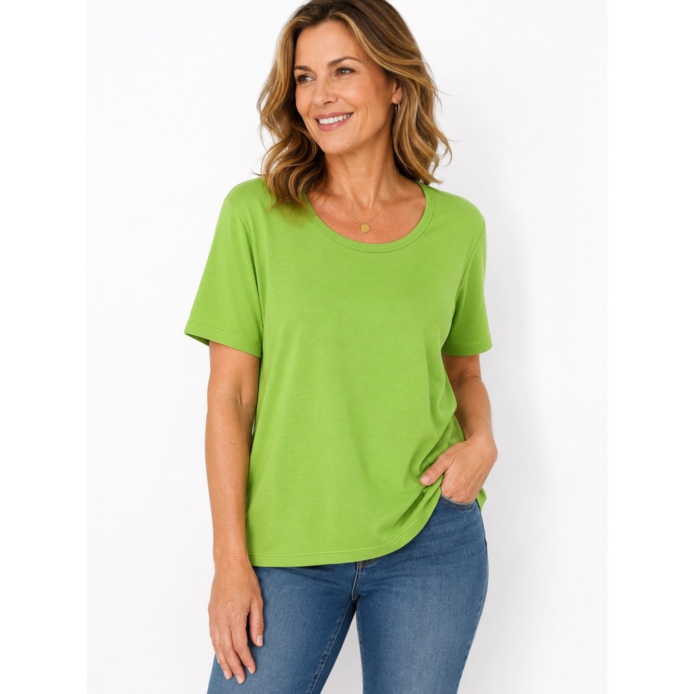 Pendleton Womens XL Green Short Sleeve Scoop Neck 100% Cotton Classic Casual Top